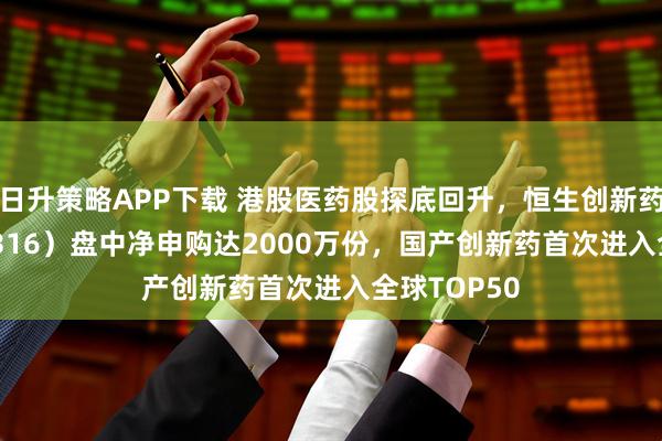 日升策略APP下载 港股医药股探底回升，恒生创新药ETF（159316）盘中净申购达2000万份，国产创新药首次进入全球TOP50